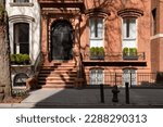 Small photo of Typical Brownstone with stoop steps to entrance in Brooklyn Heights, New York City