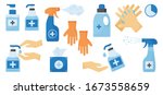 disinfection. hand hygiene. set ... | Shutterstock .eps vector #1673558659