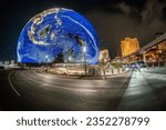 Small photo of Las Vegas, Nevada, the USA, 25 August 2023: MSG Sphere is light up in Las Vegas, Nevada. It will be opened in end of September. Exosphere is new building in Las Vegas what attracts tourists.