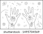viruses on hands. prevention of ... | Shutterstock .eps vector #1495704569