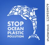 stop ocean plastic pollution.... | Shutterstock .eps vector #1229559979