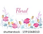 vector floral background. frame ... | Shutterstock .eps vector #1591068010