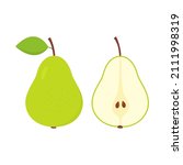 green whole and half pears.... | Shutterstock .eps vector #2111998319