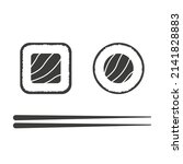 chopsticks with sushi roll.... | Shutterstock .eps vector #2141828883