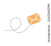 envelope with line dotted route.... | Shutterstock .eps vector #2142343299