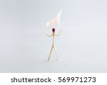 Small photo of Concept of worried by stress, hotheaded, desperate, headache and annoying. A match burning and catching on fire.