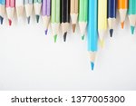 rainbow colour pencils on the... | Shutterstock . vector #1377005300