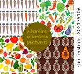 4 bright  vitamins seamless... | Shutterstock .eps vector #302179106