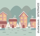 winter and christmas houses and ... | Shutterstock .eps vector #1876596433