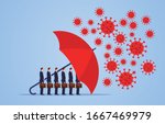red umbrella protecting... | Shutterstock .eps vector #1667469979