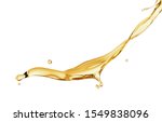 Olive or engine oil splash, cosmetic serum liquid isolated on white background, 3d illustration with Clipping path.