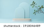 minimal blue podium display for ... | Shutterstock . vector #1918046489