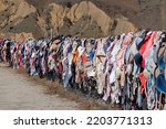 Small photo of Cardrona, Central Otaga New Zealand- September 7 2022: Cardrona Bra Fence, is a controversial tourist attraction in Central Otago, in New Zealand.