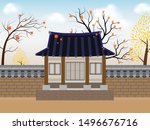 korea autumn background style.... | Shutterstock .eps vector #1496676716
