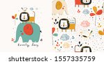 set  with african animals and... | Shutterstock .eps vector #1557335759