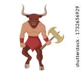 minotaur with battle ax.... | Shutterstock .eps vector #1732656929