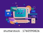 programming on retro computer.... | Shutterstock .eps vector #1760590826