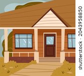 house facade front yard door... | Shutterstock .eps vector #2043958850
