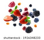 Many different berries in the form of a frame on a white background