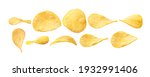 a set of potato chips. isolated ... | Shutterstock . vector #1932991406