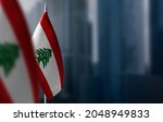 Small flags of lebanon on a...