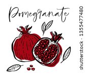 hand drawn pomegranate fruit... | Shutterstock .eps vector #1355477480