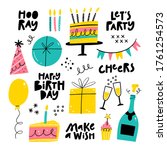 set of birthday party objects.... | Shutterstock .eps vector #1761254573