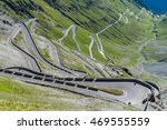 Aerial view on famous road in mountains Alps Passo Stelvio