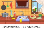 kitchen sink with dirty dishes... | Shutterstock .eps vector #1773242963