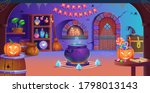 happy halloween. interior of... | Shutterstock .eps vector #1798013143