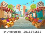 organic food market street.... | Shutterstock .eps vector #2018841683