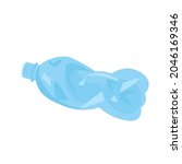 crumpled plastic blue bottle on ... | Shutterstock .eps vector #2046169346