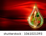 drop of premium ginseng serum... | Shutterstock . vector #1061021393