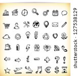 set of 42 hand drawn icon in... | Shutterstock .eps vector #127538129