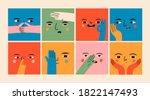 square abstract comic faces... | Shutterstock .eps vector #1822147493