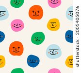 round abstract comic faces with ... | Shutterstock .eps vector #2005405076