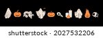 set of ghosts  orange pumpkins  ... | Shutterstock .eps vector #2027532206