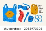 various plastic waste.... | Shutterstock .eps vector #2053973306