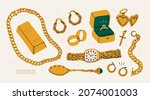 big golden set. precious... | Shutterstock .eps vector #2074001003