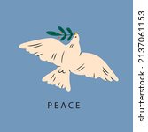 dove of peace. flying bird with ... | Shutterstock .eps vector #2137061153