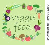 veggie food light green circle... | Shutterstock .eps vector #599891390