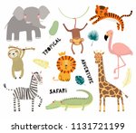 set of cute funny animals... | Shutterstock .eps vector #1131721199