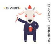Hand Drawn Christmas Card With...