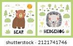 cute funny wild animals  bear ... | Shutterstock .eps vector #2121741746