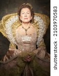 Small photo of The image of Queen Elizabeth I of the 16th century. Historical reconstruction.High quality photo