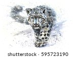 Snow Leopard Animals Watercolor ...