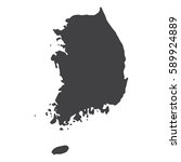 South Korea map in black on a white background. Vector illustration