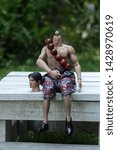 Small photo of headless ghost Thai men halo ween doll