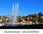 Small photo of Los Angeles, California – October 12, 2023: Echo Park Lake, lake and urban park in the Echo Park neighborhood of Los Angeles