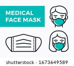 medical face mask icons. simple ... | Shutterstock .eps vector #1673649589